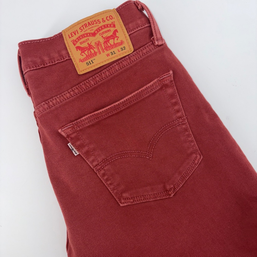 Levis 511 Slim Fit Jeans Mens 31x32 Brick Red Cotton Blend
